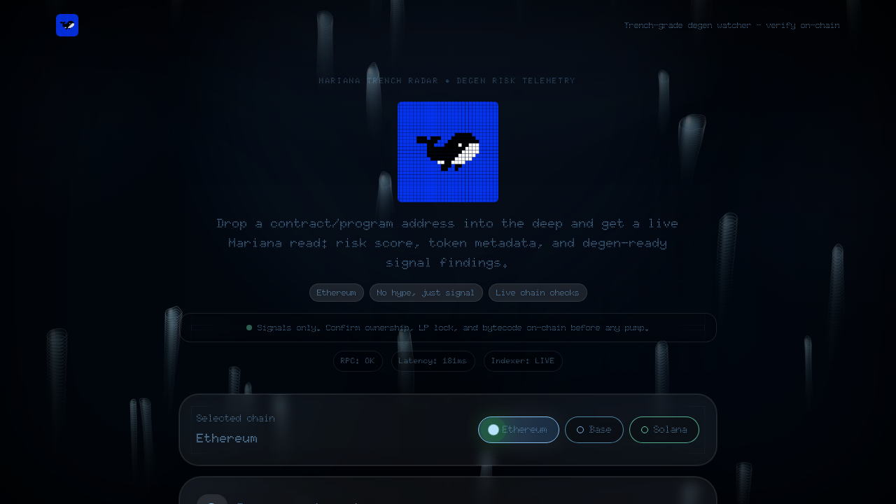 Mariana project snapshot from interface and identity sections